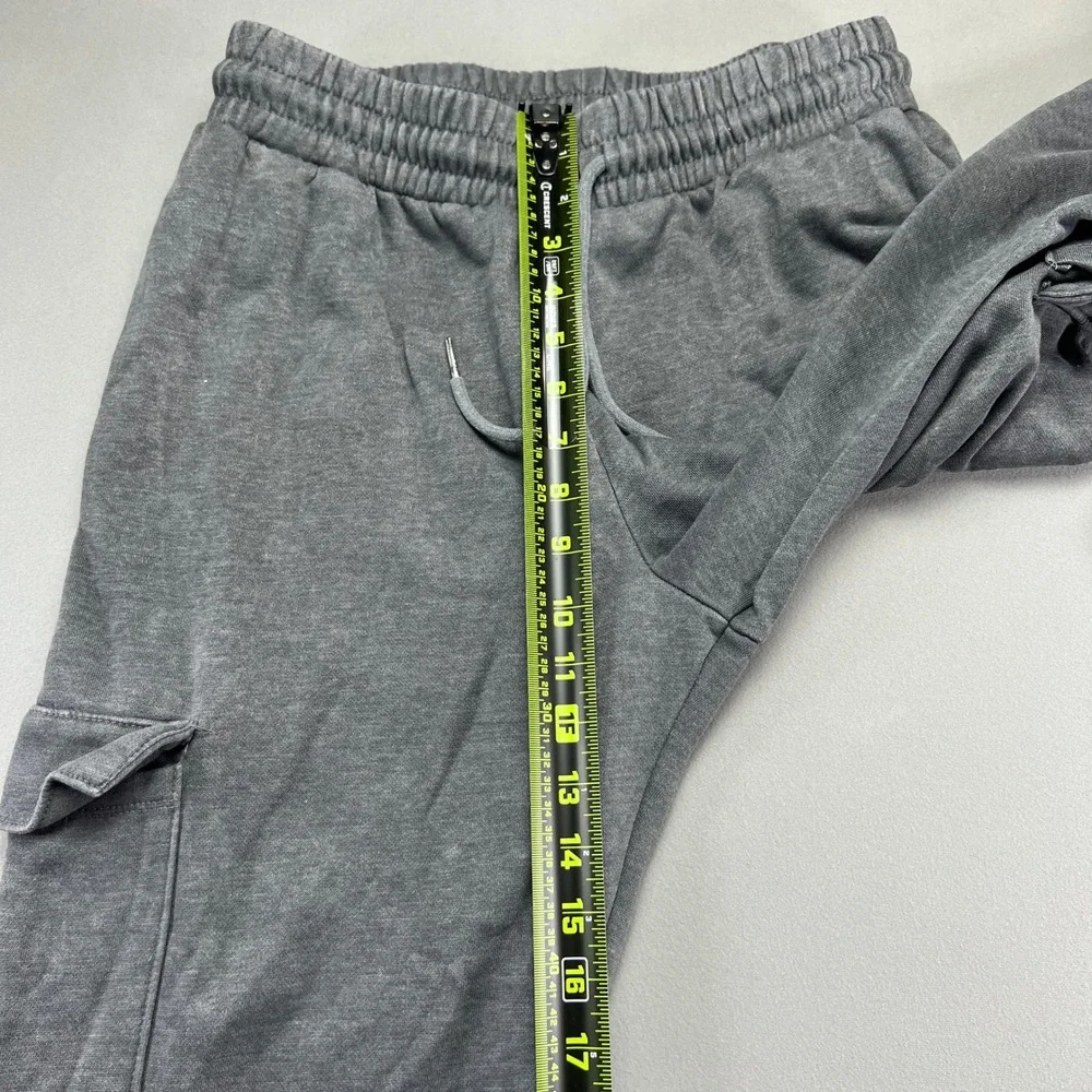 No Boundaries Sweatpants Womens S (4-6) Heather Gray Fleece Lined Cargo Pockets
